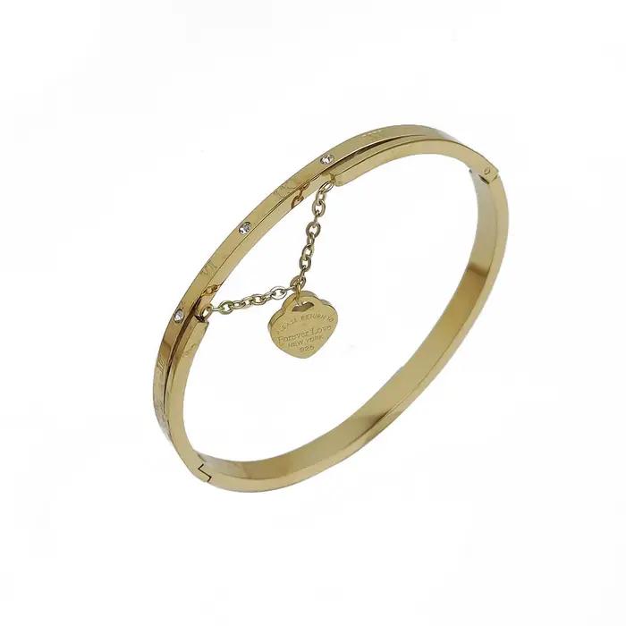 Bracelets et Joncs Classiques en Acier Inoxydable Couleur Or