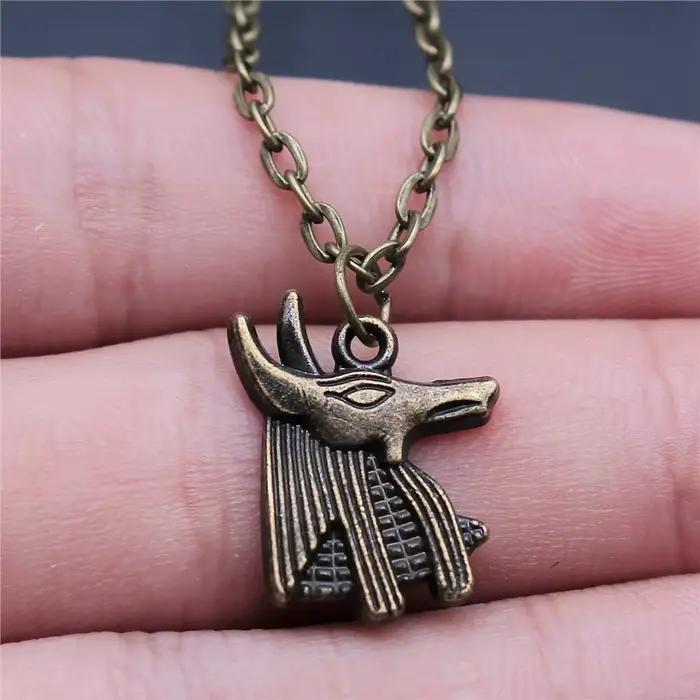 Collier Anubis Égyptien Antique pour Femmes Occasions Spéciales Pendentif Anubis Dieu de la Mort Or Rouge-Marron