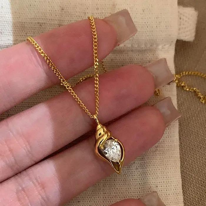ENSHIR – collier avec pendentif en zircon couleur or pour femmes, chaîne de clavicule, Design de luxe, bijoux français Vintage, cadeaux, vente en gros