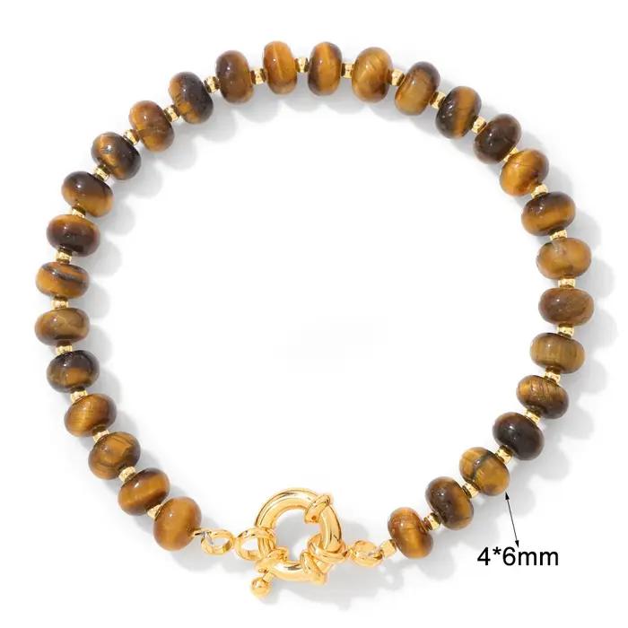 Bracelet en pierres naturelles rondeles pour femmes avec finitions en or occasions spéciales bijoux cadeaux