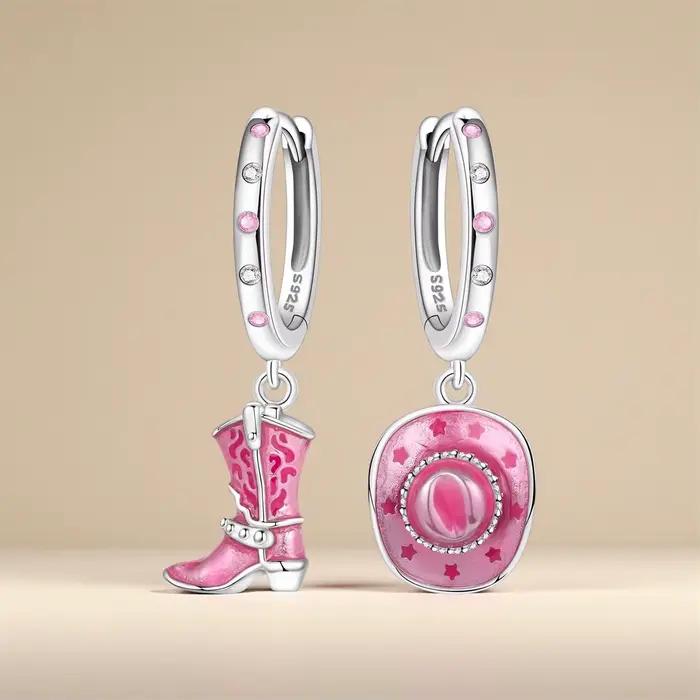PANPOKI – boucles d'oreilles en argent Sterling 925, denim rose, personnalisées, pour femmes, bijoux originaux, à la mode, pour fête, cadeaux fins