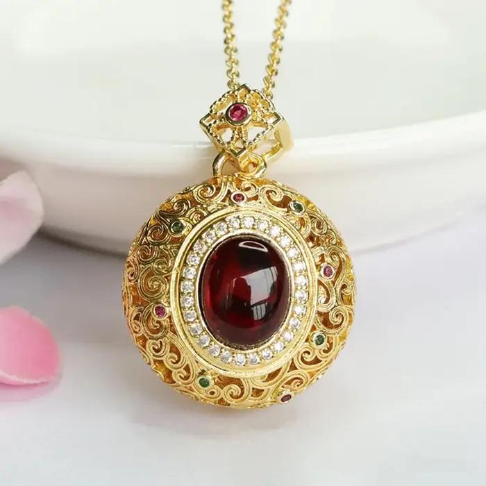 Collier pendentif en forme d'ambre de sang naturelle, accessoires de bijoux Vintage, forme géométriq