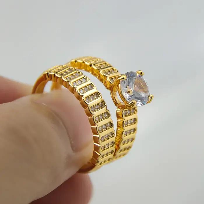 Bague de cocktail plaquée or 21 carats pour femmes