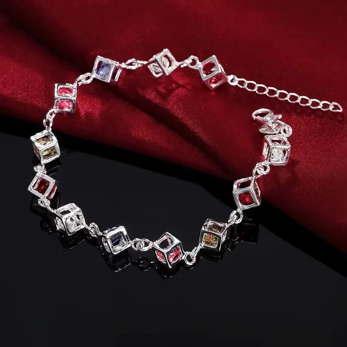 Bracelets en treillis de zircon en argent Sterling 925 pour femmes, marques de luxe, bijoux, cadeaux de fête de mariage et de noël
