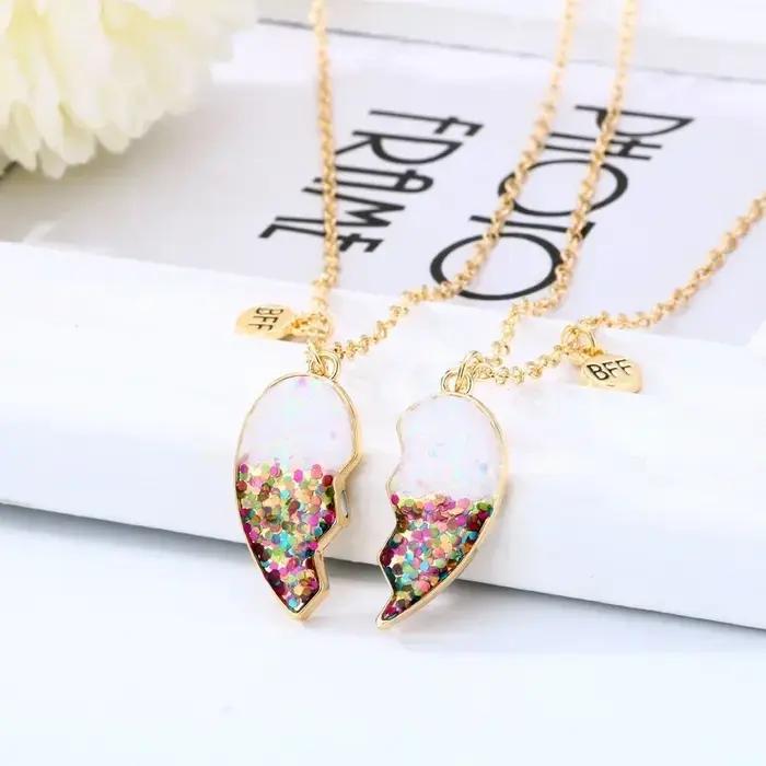 Collier pendentif cœur BFF pour enfants bijou de couple amitié indéfectible pour filles et garçons occasions spéciales fêtes cérémonies scolaires cadeaux de Noël anniversaires