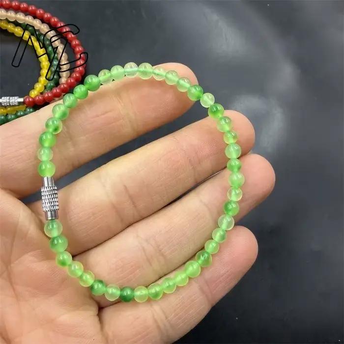 Bracelet en jade vert naturel et émeraude 4mm, chalcédoine, bijoux de mode jeunesse exquis et sexy, cadeaux de vacances les plus vendus