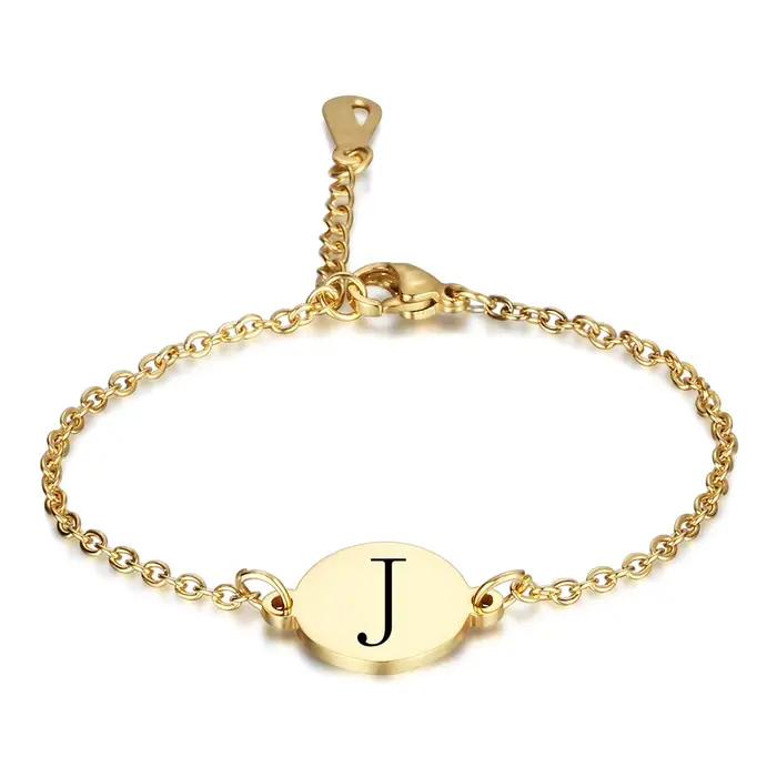 Bracelets personnalisés avec lettres initiales pour femmes, cadeau de saint-valentin, couleur or, ch