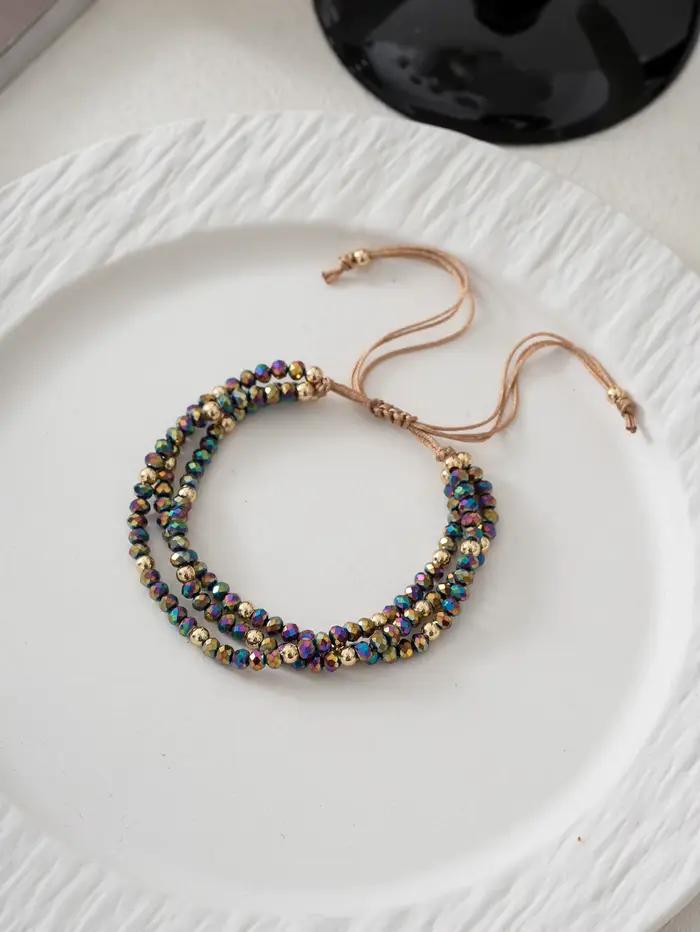 Bracelet bohème en perles de cristal colorées fait à la main