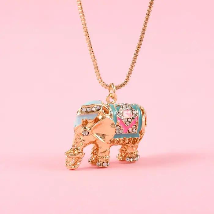 Lovecpopst-Collier pull en forme d'éléphant en alliage de zinc exquis, plaqué cube, accessoire parfa