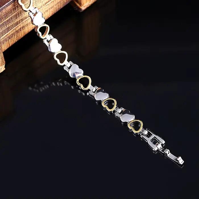 Bracelet magnétique de santé en acier inoxydable, forme de cœur, germanium, anti-radiation, pour femmes