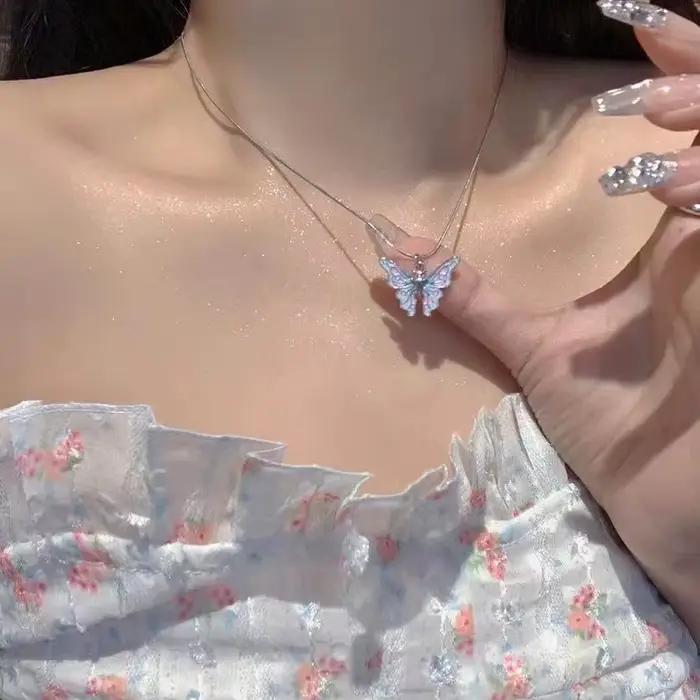 Printemps fleurs colorées amour pendentif collier en acier inoxydable chaîne de perles collier cadeau bijoux nouvelle mode cadeau de mariage