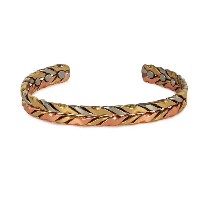 Bracelets Vinterly en cuivre pur, torsadés, faits à la main, tressés, 12 mm, ajustables, énergie et santé, bijoux magnétiques, manchette redimensionnable
