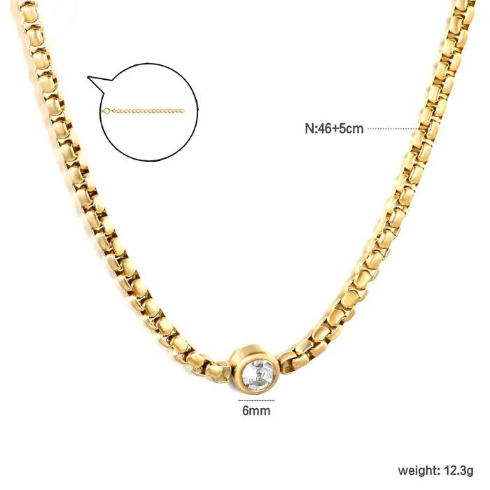 Ensemble de bracelet et collier en acier inoxydable rond à cristaux simples