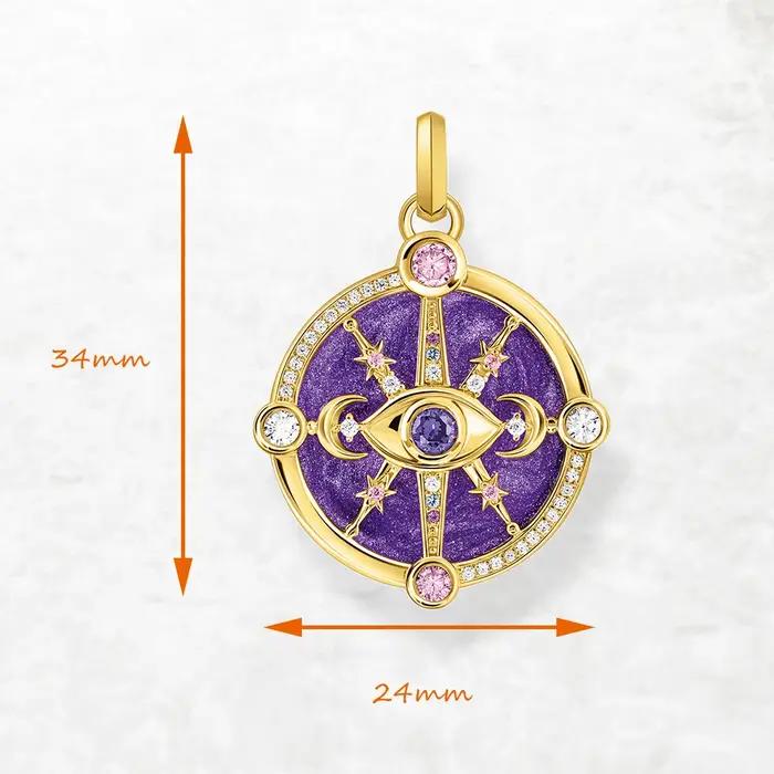 Pendentif en Argent Sterling 925 Serti de Zircone Blanche et Violette Élégant Accessoire Cosmique pour Occasions Spéciales