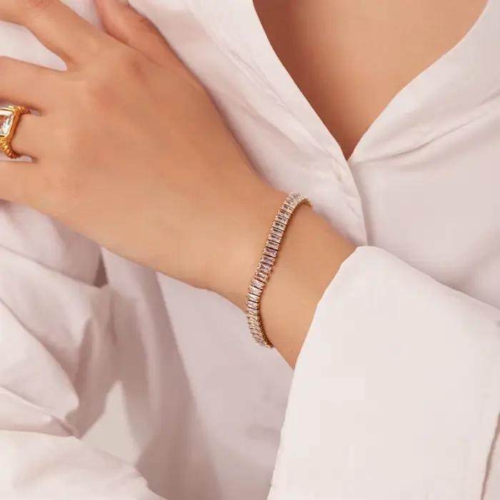 Bracelet pour femme en acier inoxydable à breloques motif coeur chaîne corde bijoux de mode