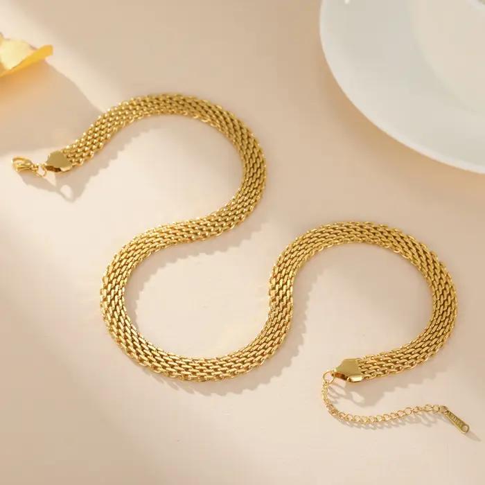Amaxer acier inoxydable 8/5.8mm de large collier ras du cou pour les femmes Hiphop Punk maille Fine Texture minimaliste chaîne bijoux cadeau