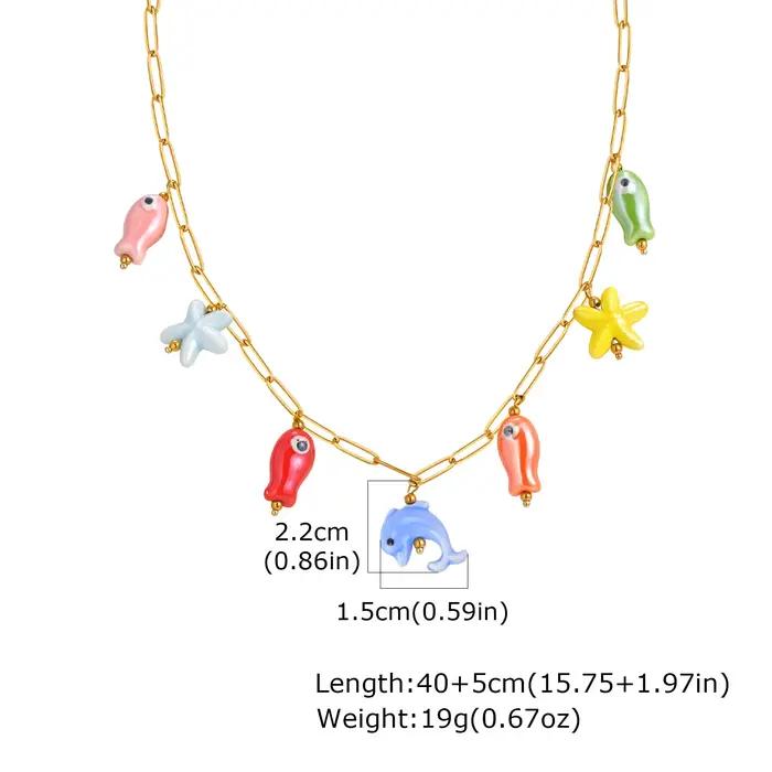 Collier chaîne de perles en pierre naturelle multicolore fait à la main pour femmes