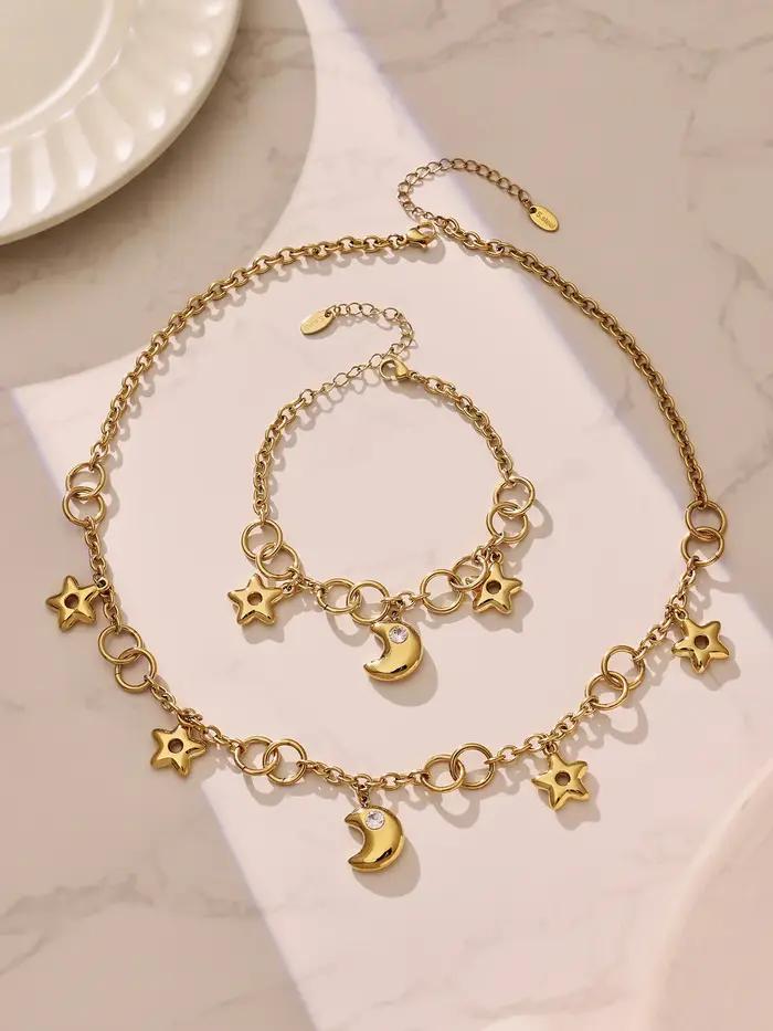 Colliers et bracelets lune or plaqué bijoux de mariage et fiançailles pour femmes occasions spéciales