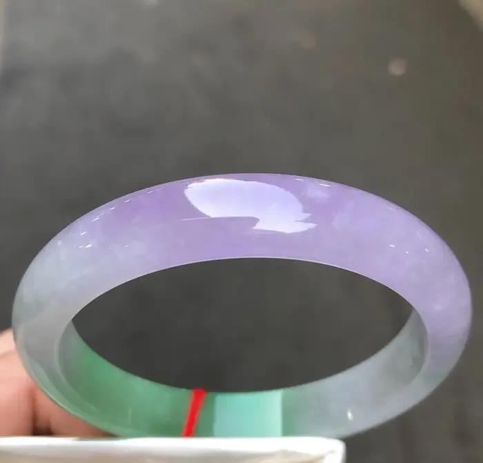 Bracelet en jadeite de jade birman vert glace de qualité naturelle AAA
