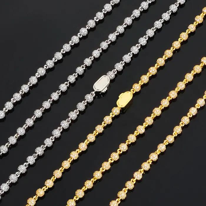 Bracelet en diamant et perles rondes personnalisable pour femmes, plaqué or, certifié GDTC, pour soirées et occasions spéciales