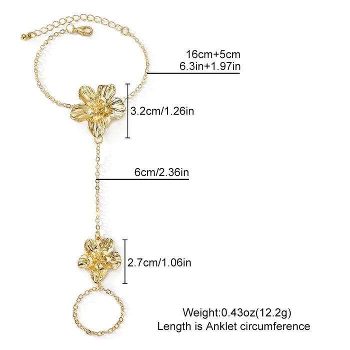 Bracelet de doigt pour femme, série Océan d'été, motif fleur, étoile de mer, perle, couleur or, bijou de main tendance pour les vacances, accessoire cadeau