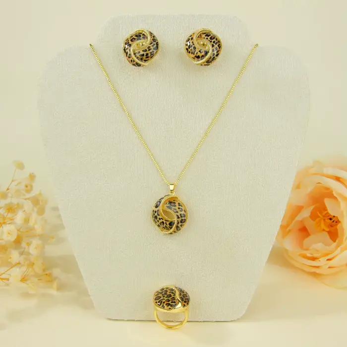 Ensemble de bijoux léopard de haute qualité, collier, bracelet et boucles d'oreilles exquis en or 14