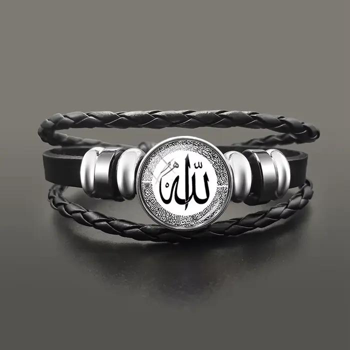 Bracelet Allah Musulman Isolamique en Verre Transparent avec Fermoir à Lacets pour Homme et Femme Occasions Spéciales