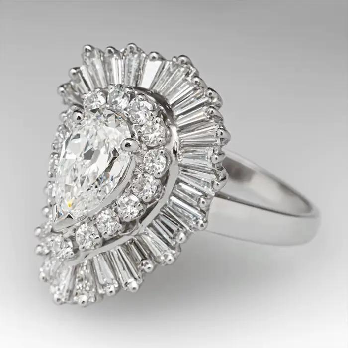 Bague en Zircon pour femmes, nouveau Design, goutte d'eau en diamant, argent 925, exagérée et Grandes bijoux, fête de mariage, anniversaire, Gifti