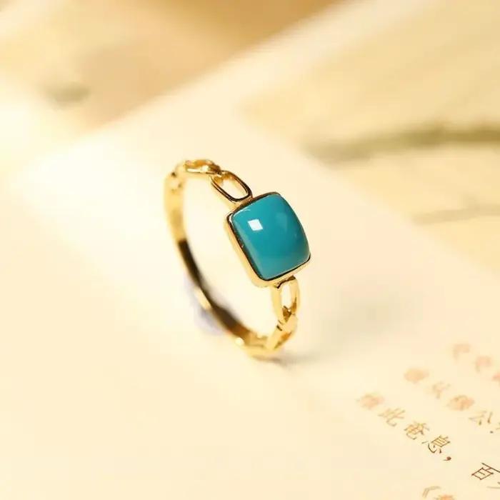 Bague en or prairie pour femme, artisanat à la mode, bague bleue brillante simple, conception de chaîne classique, bijoux de banquet, 430