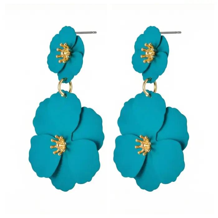 Grandes boucles d'oreilles pendantes à fleurs pour femmes