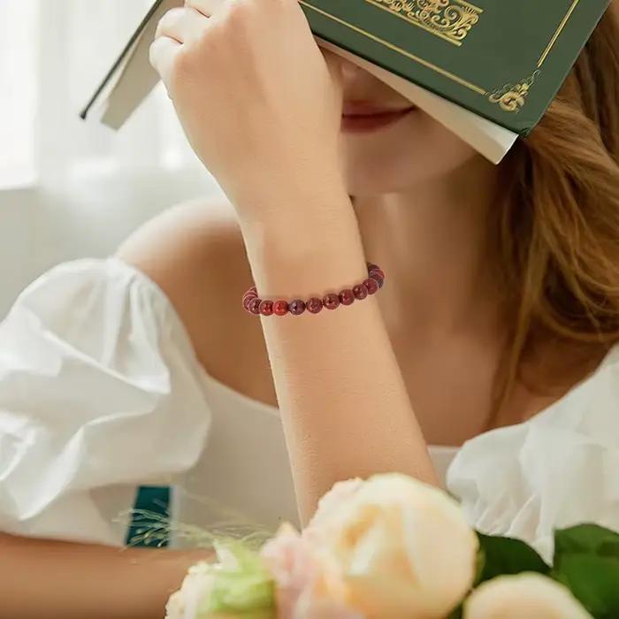Pierre naturelle 4A jaspe rouge prière Bracelets de perles femmes hommes chapelet