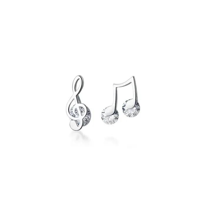 Boucles d'oreilles note de musique en argent sterling 925 zircone asymétrique bijoux pour femmes et enfants occasion spéciale elegance or rose argent antique