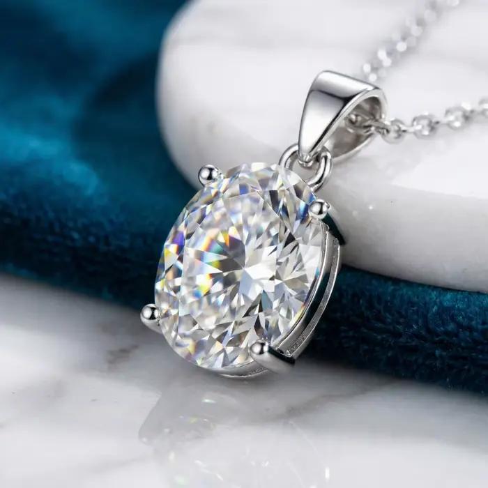 Ensemble de bijoux pour femmes en argent sterling 925 : bague ovale en zircon taillée en diamant, collier, boucles d'oreilles - Accessoires et cadeaux de luxe