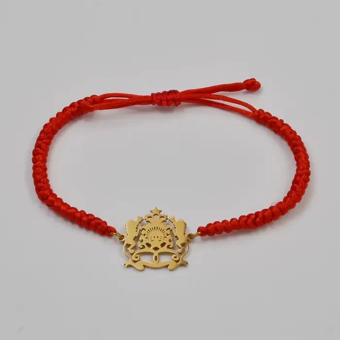 Bracelet en corde rouge et noir avec symbole du drapeau marocain ethnique pour femmes occasions spéciales cadeau culturel
