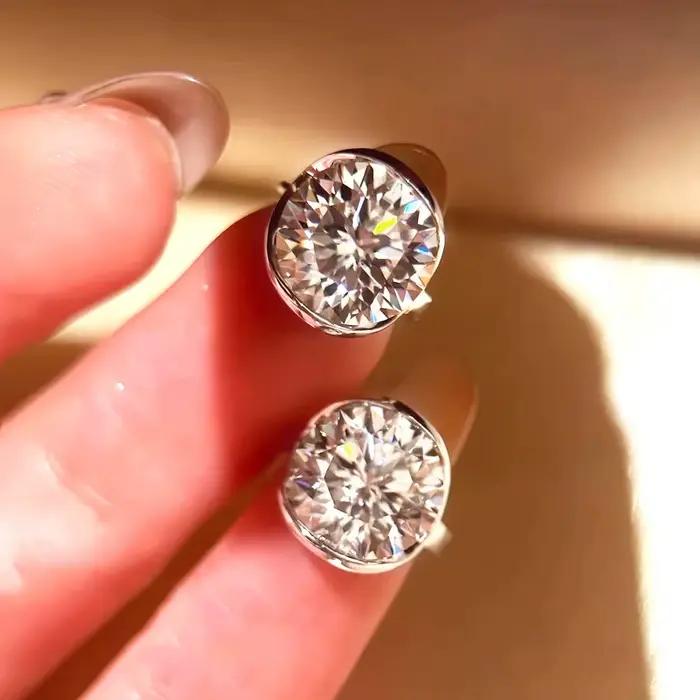 Boucles d'oreilles créoles en argent sterling 925 serties de moissanite blanche pour femmes occasions spéciales bijoux fins certificat