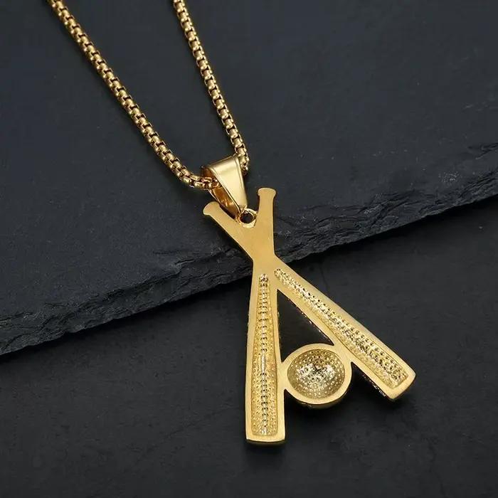 Pendentifs de Baseball en Zircon et acier titane pour hommes et femmes, colliers personnalisés Hip-hop à la mode, bijoux il ne perd pas de la couleur