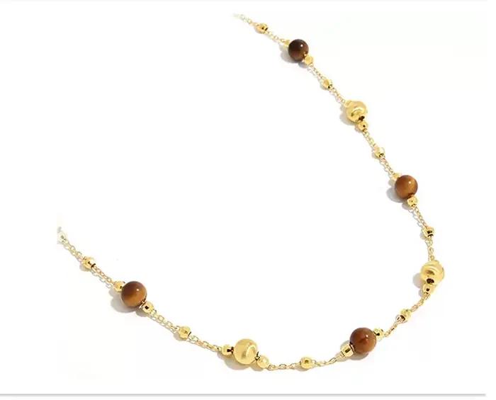 JEWELLWANG Collier italien à lame unique en agate verte améthyste brossée, motif étoilé, tendance, s