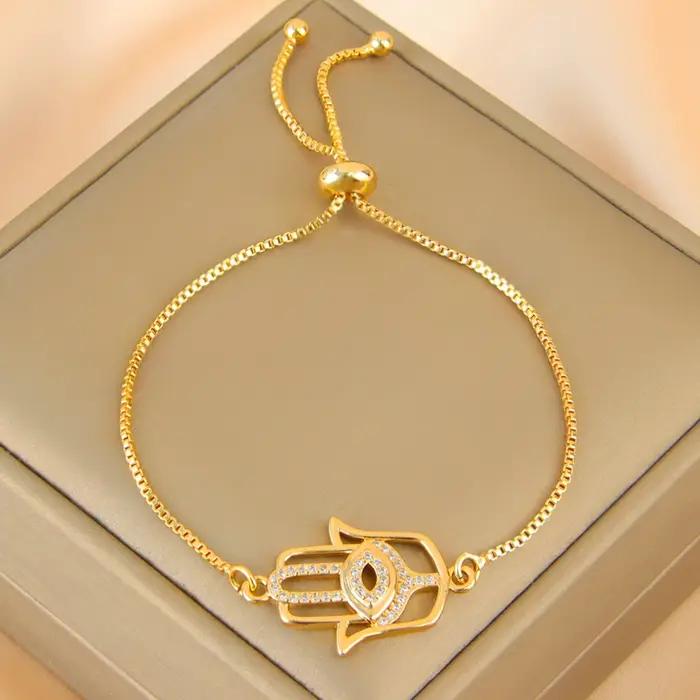 Bracelet exquis en zircone italienne plaqué or 21 carats