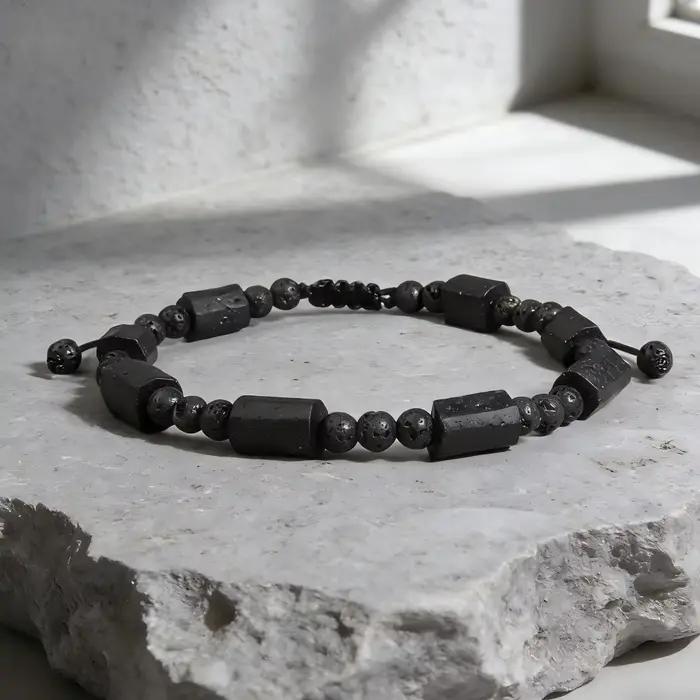 Bracelet Tourmaline Noire Naturelle pour Homme et Femme Style Classique Tendance 2026 Occasions Spéciales Méditation Yoga Bien-être
