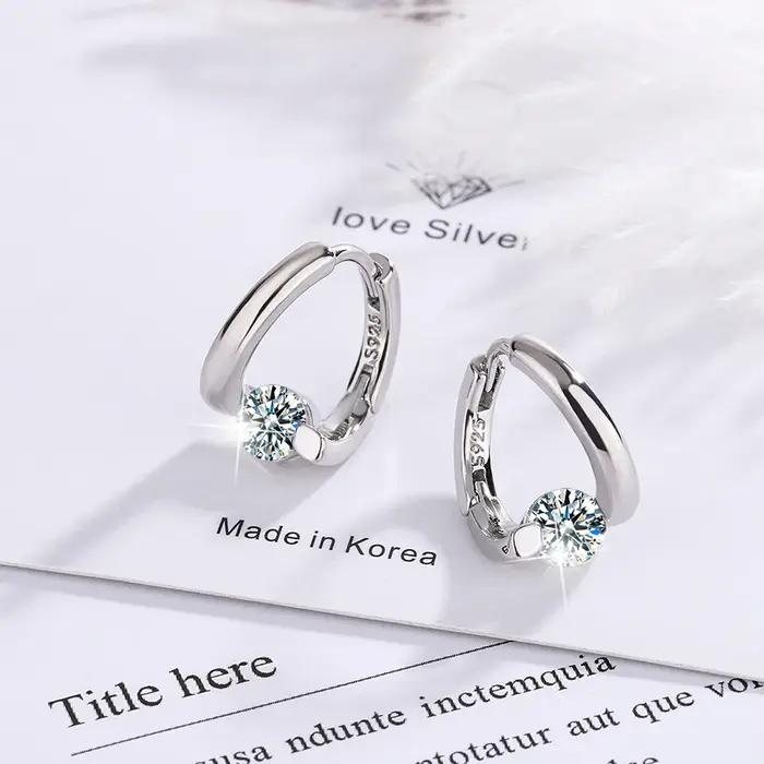 Boucles d'oreilles simples en argent Sterling 925 et cristaux dorés pour femmes, bijoux de luxe à la