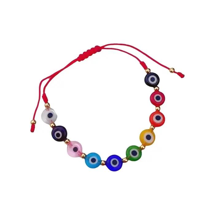 Vlen – Bracelet de Protection contre le mauvais œil pour femmes, chaîne rouge réglable, bijoux faits à la main, breloque œil porte-bonheur, cadeau spirituel