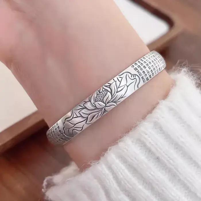 Bracelet jonc rond tendance en argent sterling 925
