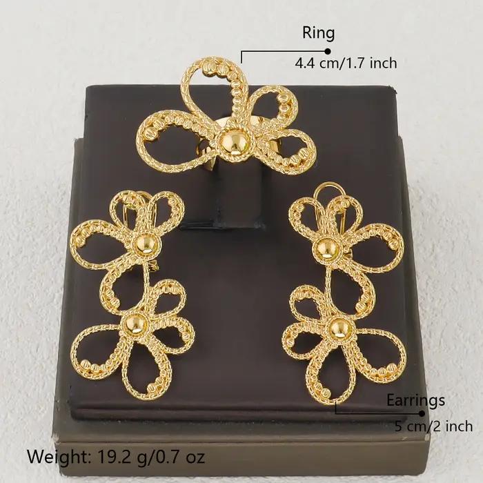 Ensemble de bijoux boucles d'oreilles et bague couleur or pour filles, livraison gratuite, bague exq