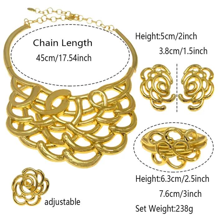 Collier pour femmes, ensemble de bijoux plaqués or de dubaï