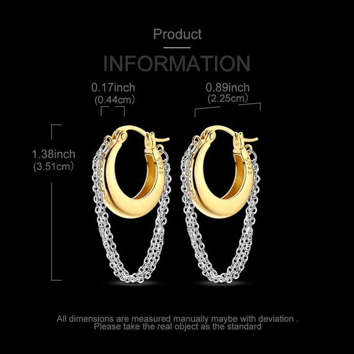 Boucles d'oreilles créoles originales en argent sterling 925 plaqué or