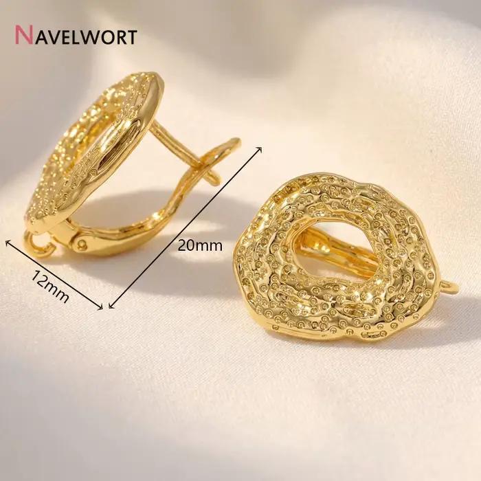Crochets de boucles d'oreilles ovales plaqués or 18 carats en laiton, fermoirs creux hypoallergéniqu