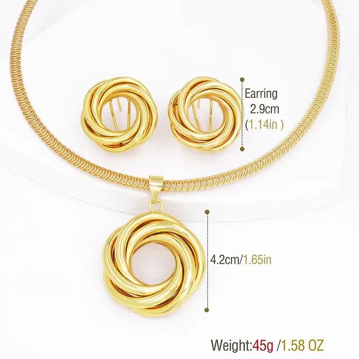 Ensemble de bijoux plaqués or et rhodium pour femmes, colliers et boucles d'oreilles modernes pour soirées et occasions spéciales