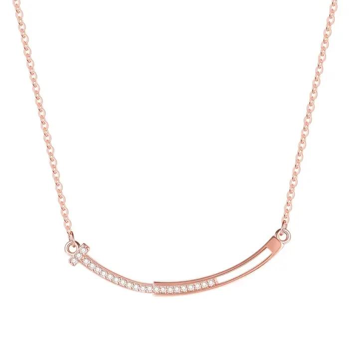 Kolmnsta – collier avec pendentif en zircone pour femmes, pendentif sourire, ras de cou géométrique,