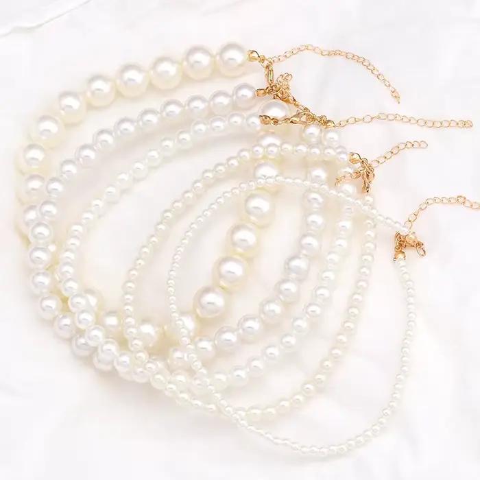 Collier ras du cou classique élégant en perles blanches pour femmes et hommes, idéal pour mariage, banquet, bijoux faits main vintage, cadeau de fête