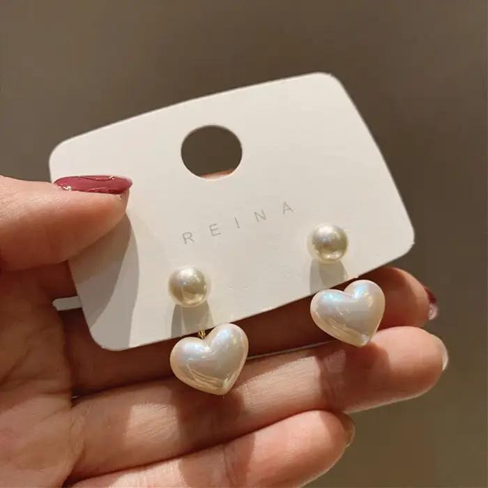 Nouvelle mode amour coeur perle boucles d'oreilles pour les femmes doux élégant tempérament goutte boucle d'oreille tendance bijoux accessoires